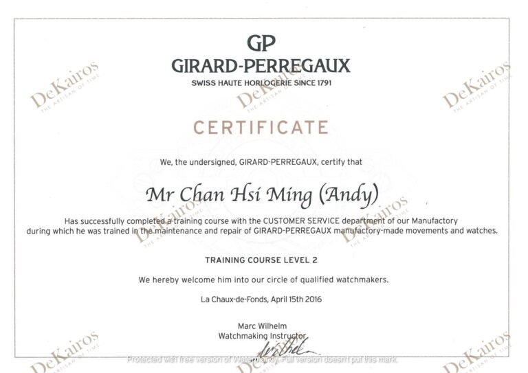 GIRARD-PERREGAUX 2016 - Level 2 Certificate